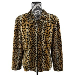 Vintage Joseph Ribkoff Leopard Print Faux Fur Jacket Zip Front,  14